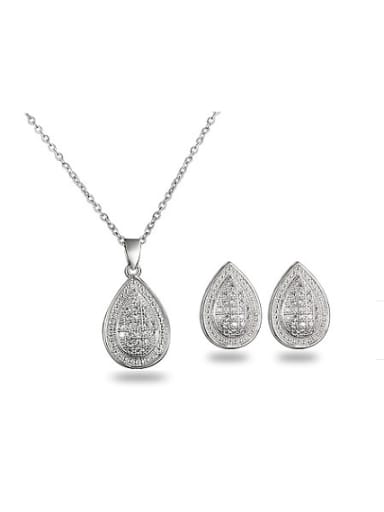 High Quality Water Drop Shaped Zircon Two Pieces Jewelry Set