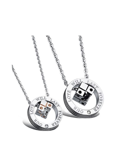 Fashion Cube Hollow Round Titanium Lovers Necklace