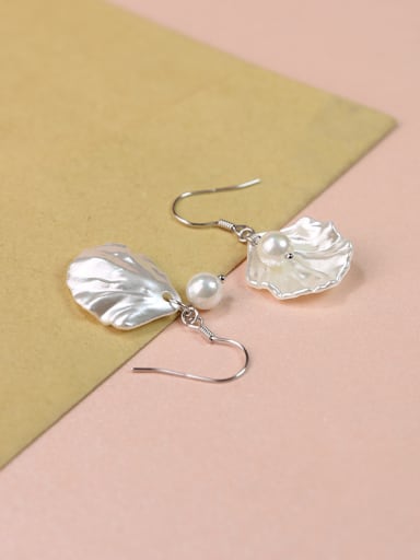 Personalized Shell Pearl Silver Earrings