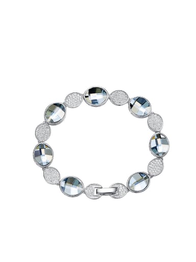 Fashion Oval austrian Crystals Zircon Silver Bracelet