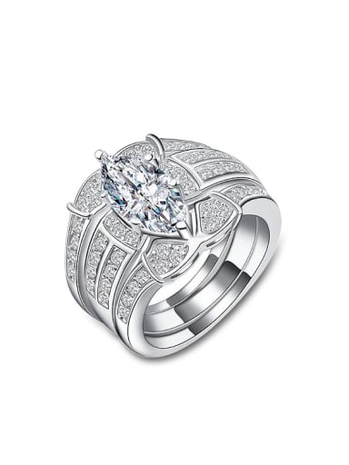 Exaggerated Marquise Cubic White Zirconias Copper Ring Set
