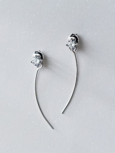 Temperament Geometric Shaped S925 Silver Rhinestone Drop Earrings