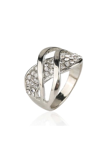 Fashion White Crystals Plating Alloy Ring