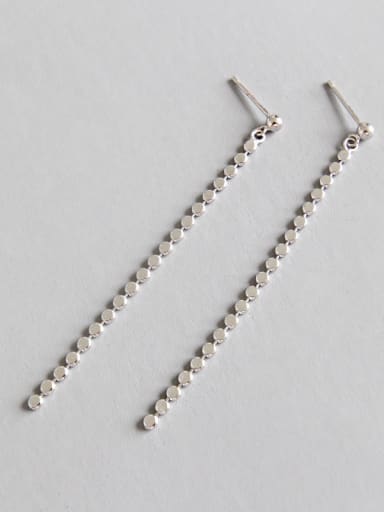 Sterling Silver simple bead long earrings
