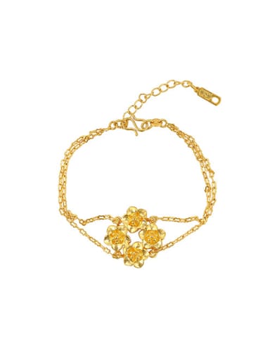 Copper Alloy 23K Gold Plated Ethnic style Flower Bracelet
