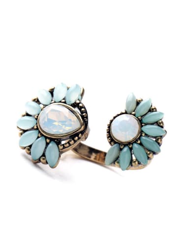 Flowers Shape Artificial Stones Opening Statement Ring