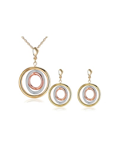 Delicate Three Color Round Shaped Two Pieces Jewelry Sets