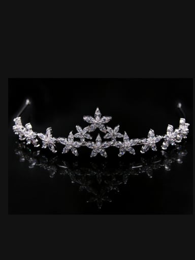 Flower-shape Shining Zircons White Gold Plated Hair Accessories