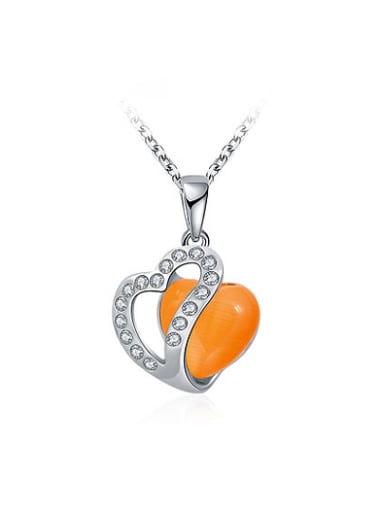 Temperament Orange Heart Shaped Opal Necklace