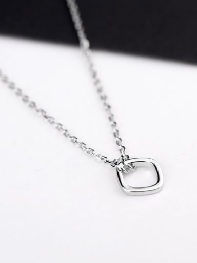 Simple Hollow Square Silver Necklace