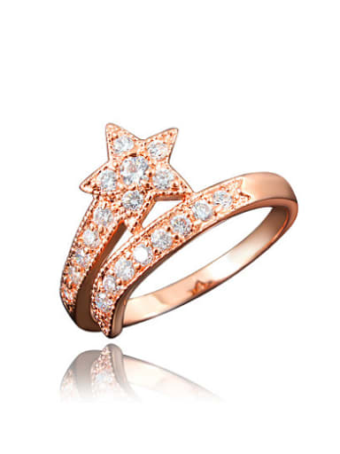 Elegant 18K Rose Gold Plated Star Shaped  Zircon Ring
