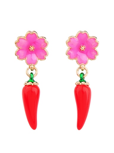 Enamel Flower Pepper drop earring