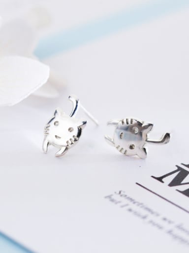 Personality Cat Shaped S925 Silver Stud Earrings