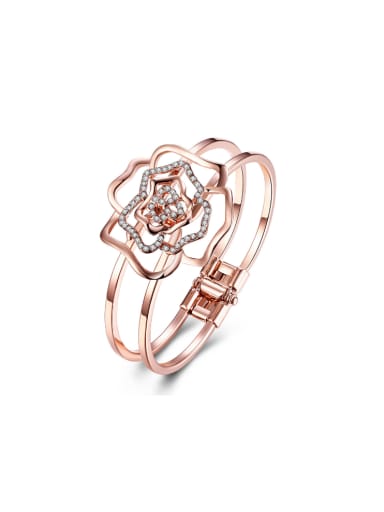 Simple Style Fashion Rose Gold Hollow Bangle