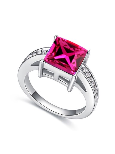 Simple Square austrian Crystal Alloy Ring