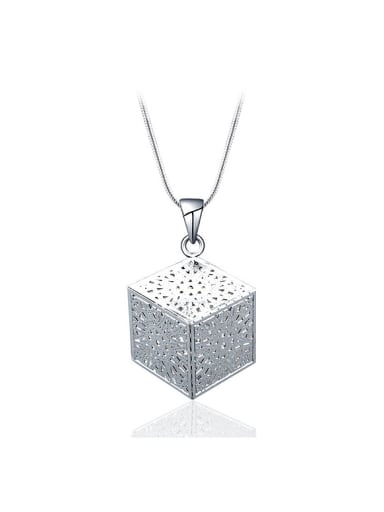 Simple Hollow Cube Pendant Copper Necklace
