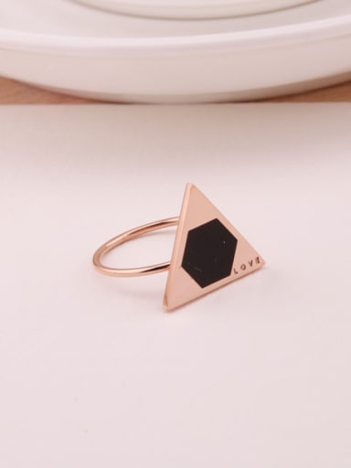 Triangle Black Agate Fashion Ring