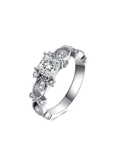 All-match White Gold Plated Zircon Ring
