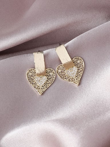 Alloy With Gold Plated Simplistic Heart Drop Earrings