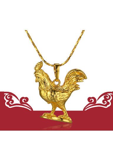2018 Copper Alloy 24K Gold Plated Ethnic style Zodiac Rooster Necklace