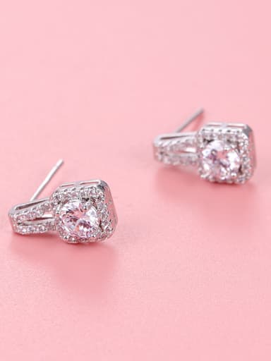Copper With Platinum Plated Simplistic Geometric Stud Earrings