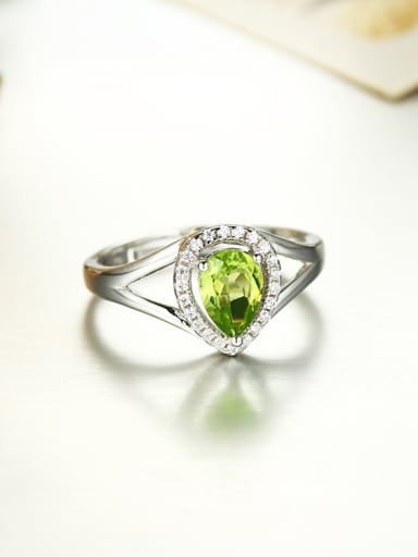 Platinum Plated Gemstone Water Drop Engagement Ring