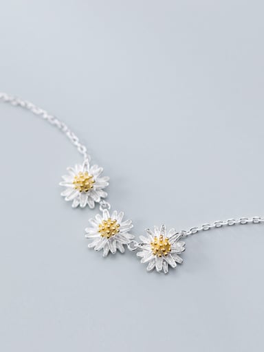 925 Sterling Silver With Platinum Plated Cute Flower Necklaces