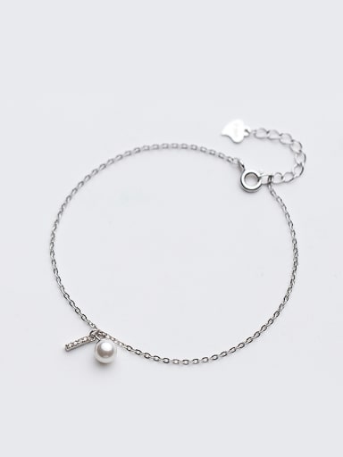 All-match Adjustable Geometric Shaped Pearl Silver Bracelet