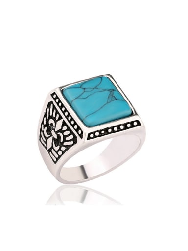 Retro style Square Resin Sliver Plated Ring