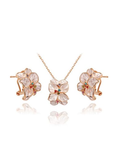 Trendy Flower Shaped Austria Crystal Two Pieces Jewelry Set