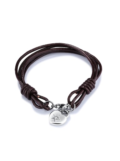 Personalized Multi-band Artificial Leather heart shaped Bracelet