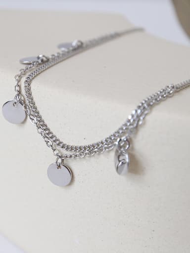 925 Sterling Silver With Platinum Plated Personality Round Tassel chain Anklets