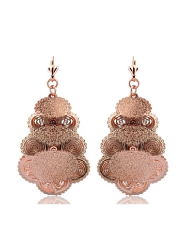 Rose Gold Plated Flower-shaped Drop Earrings