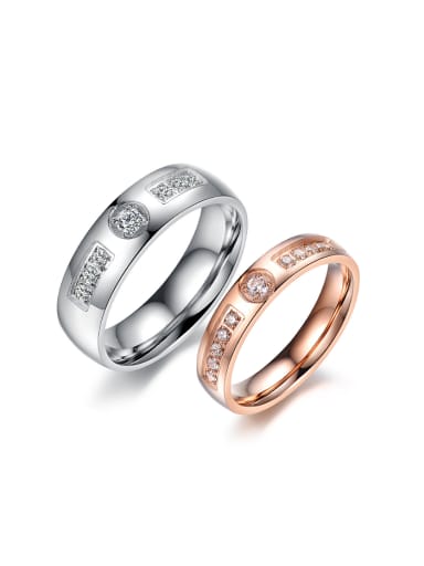 Fashion Shiny Zircon Titanium Lovers Ring