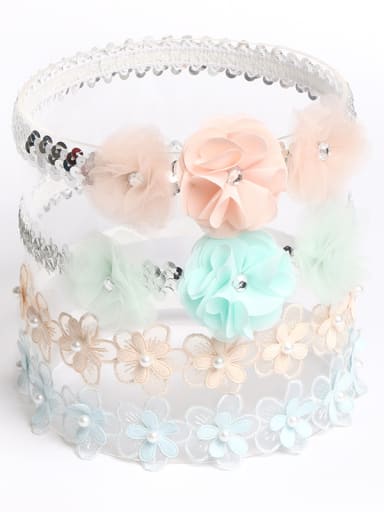 Children's hair accessories: Baby lace fresh powder green flower hair band