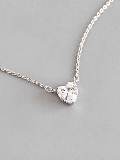 Sterling silver simple love zircon necklace