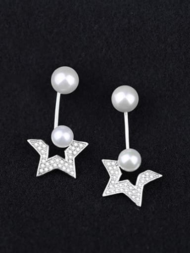 Freshwater Pearl Star Zircon Stud Earrings