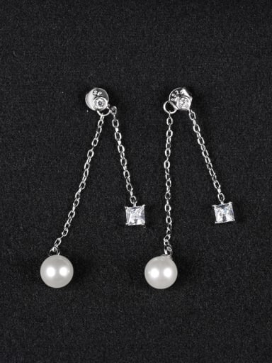 Freshwater Pearl Zircon Silver Earrings