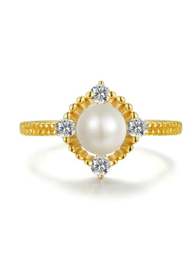 Natural Freshwater Pearl 14K Gold Plated Adjustable Ring