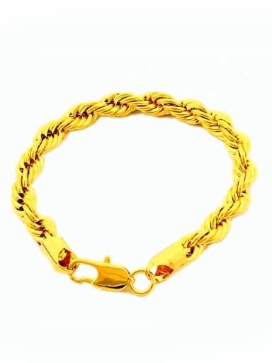 Unisex Exquisite Twist Rope Design 24K Gold Plated Bracelet