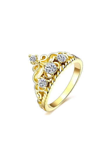 Exquisite 18K Gold Plated Crown Shaped Zircon Ring