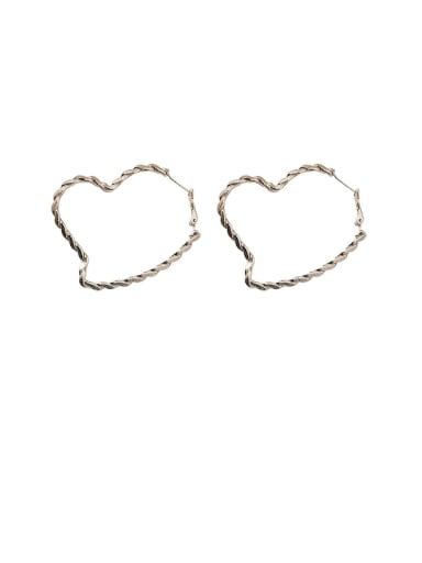 Alloy With Gold Plated Simplistic  Hollow Heart Hoop Earrings