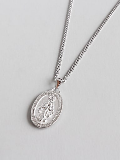 925 Sterling Silver With Silver Plated Personality Virgin Mary Necklaces