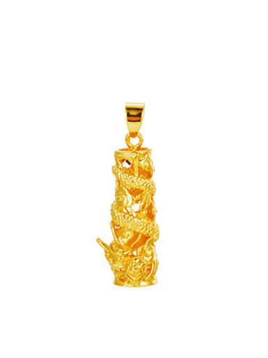 Copper Alloy 24K Gold Plated Classical Dragon Pillar Pendant