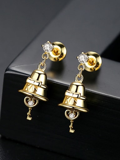 Copper inlaid 3A zircon bell shaped Christmas Earrings