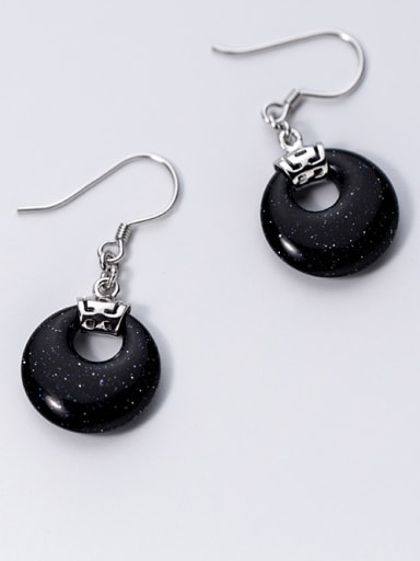 925 Sterling Silver semi-precious stone Classic Oval Hook Earrings