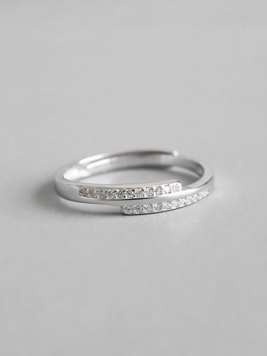Sterling Silver Mini diamond intersecting ring