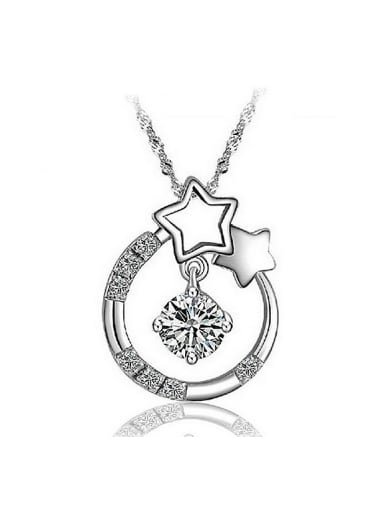 Fashion Hollow Round Stars White Zirconias Copper Pendant