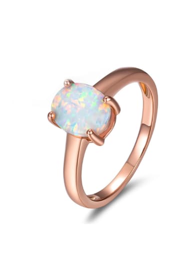 Oval Blue Stones Rose Gold Plated Ring