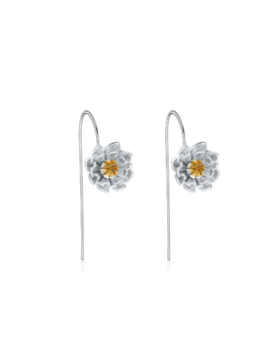 Two Colors Plated Flower Fashion Earrings